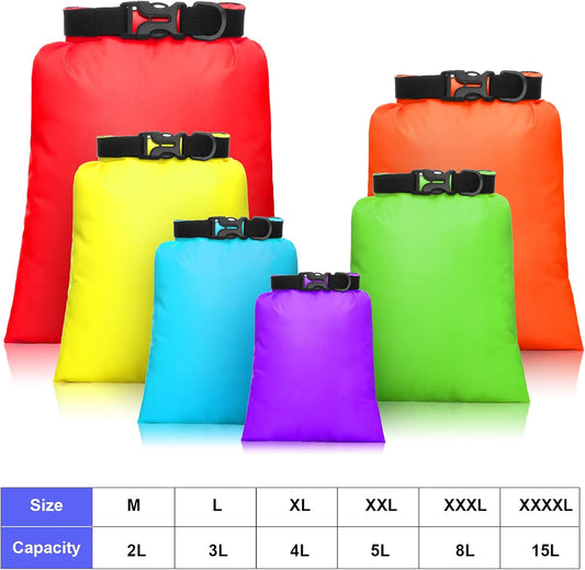 Shappy Waterproof Dry Bag Set 6 Sizes Lightweight Sacks and Long Adjustable Shoulder Strap Outdoor Water Proof Keep Gear Dry Bag Stuff Sacks for Backpacking, Boating, Hiking, Camping