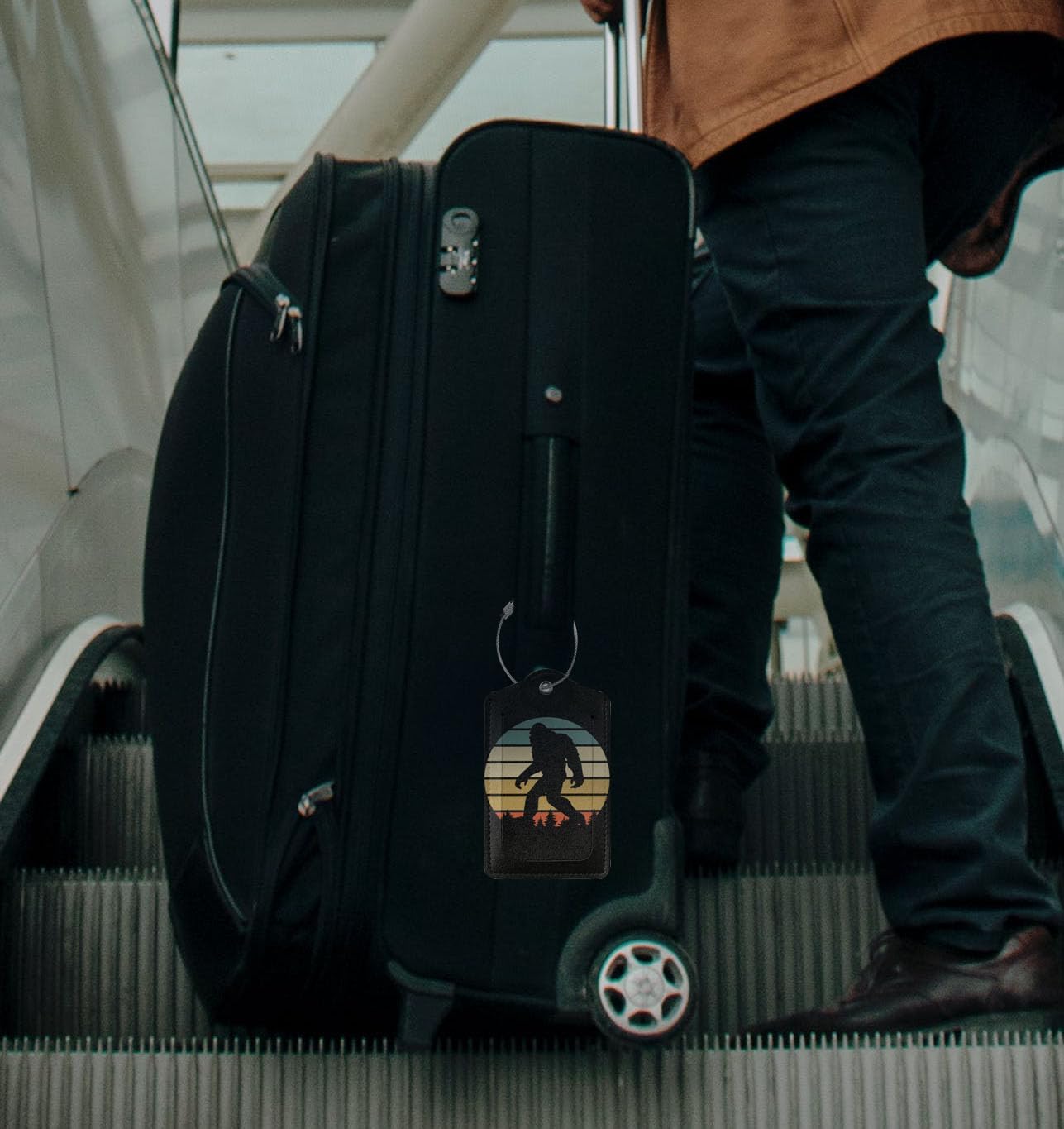 2 Pcs Bigfoot Luggage Tags for Suitcases, Funny Sasquatch Luggage Tags, Bachelorette Honeymoon Anniversary Christmas Birthday Travel Bag Gift for Men Women, Privacy Cover ID Label with Steel Loop