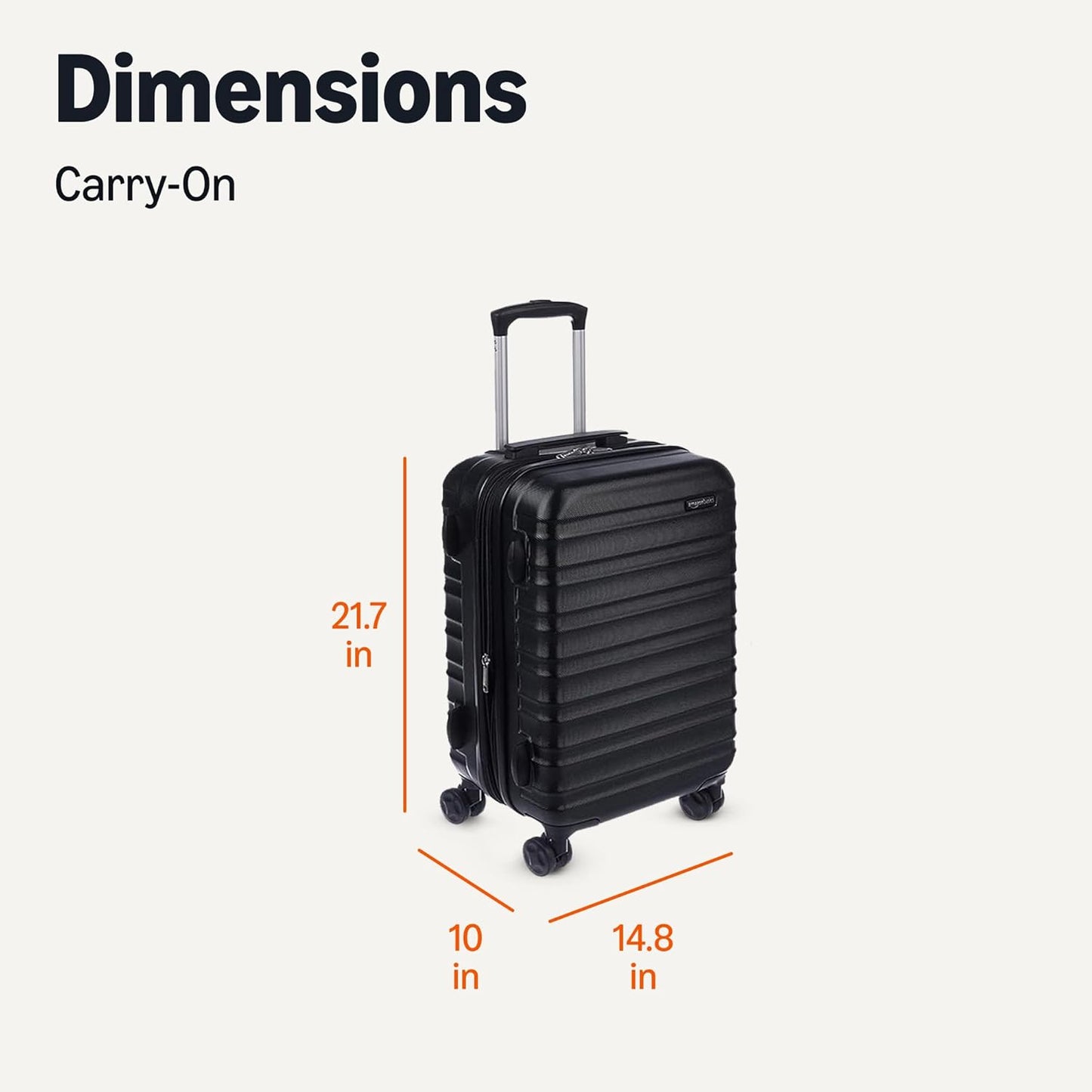 Amazon Basics 21" Hardside Carry-On Luggage, Hardshell Suitcase With Wheels, Expandable For Up to 25% More Space, With Scratch-Resistant Surface, Four Multi-directional Wheels, Black