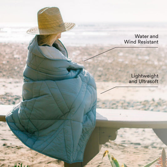 Veer Adventure Blanket - 100% Down Alternative Insulated Outdoor Puffy Blanket for Camping, Beach, Sports/Stadiums, Picnics, or Travel - Built-in Hand Pockets and Zipper Pillow Pocket - Adult Size
