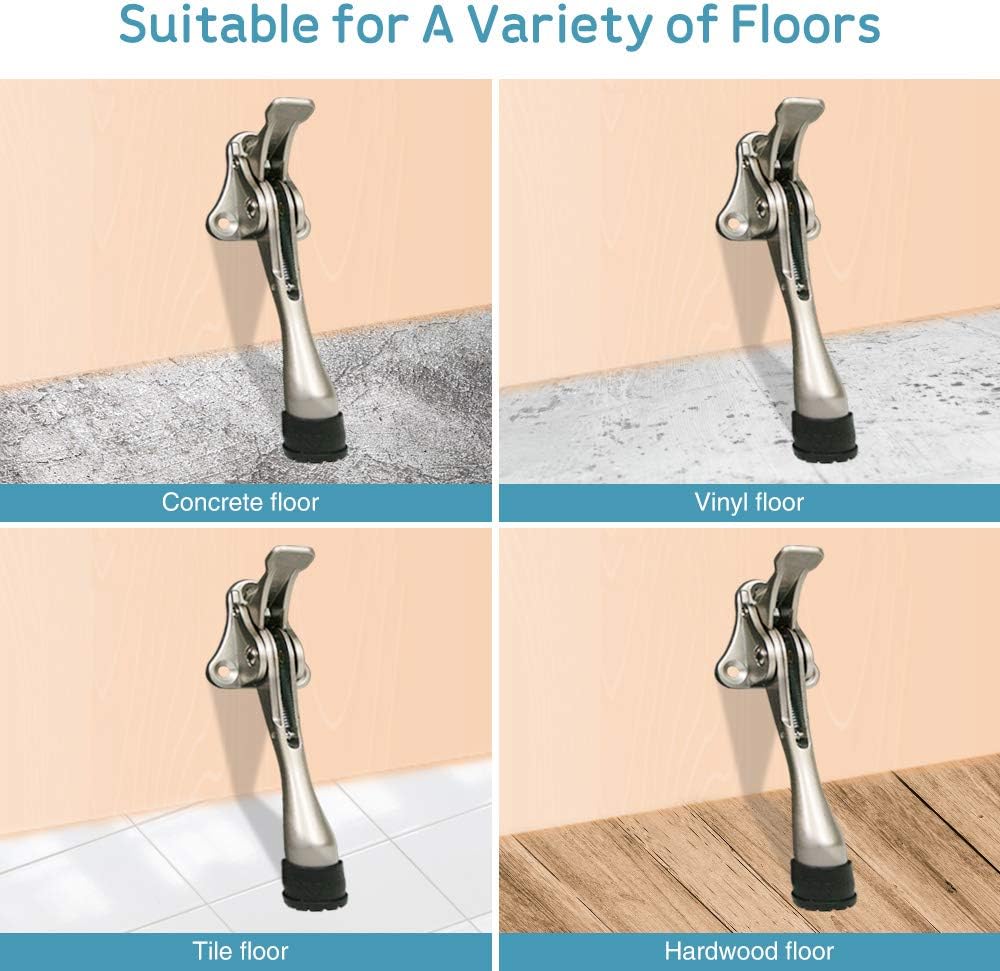 Door Stopper, One-Touch semi-Automatic Metal Door Stopper, with Non-Slip Rubber Tip for Wood, Concrete, Tiled, and Carpeted Floors (4inch x 20pack, Black)