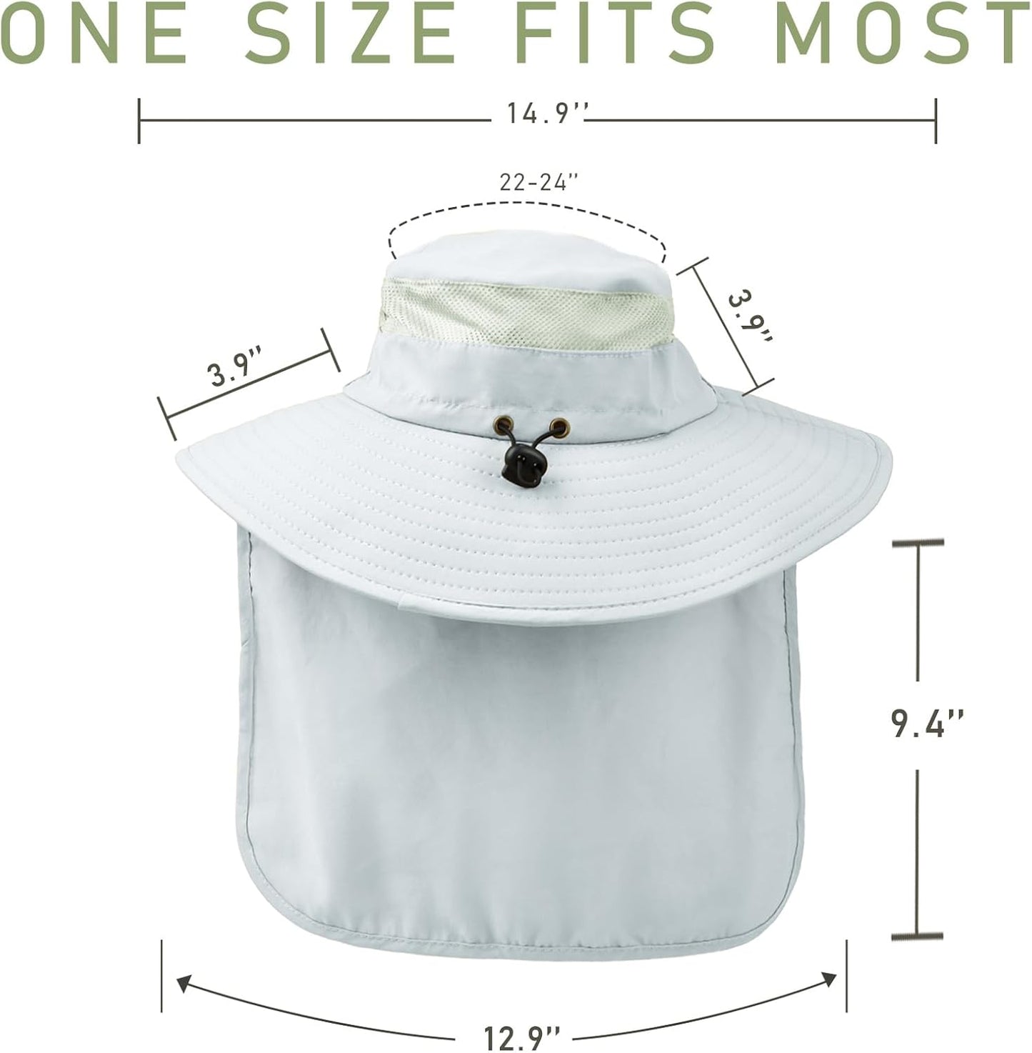 Fishing Hat Breathable Wide Brim Sun Hats with Neck Flap Bucket Hat Outdoor Safari Hat for Men Women UPF 50+ Sun Protection