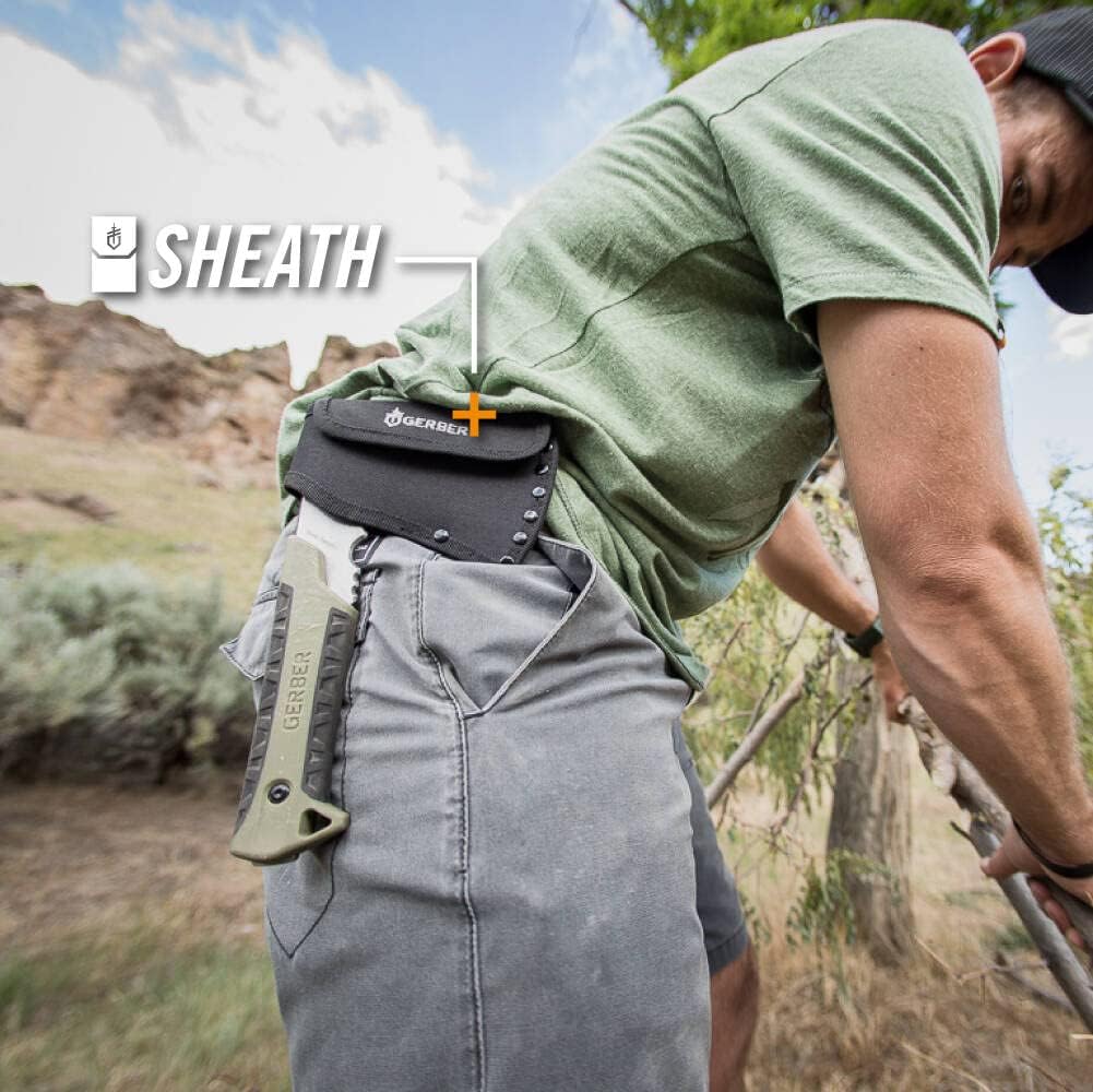 Gerber Gear Pack Hatchet - 3.5" Steel Blade Axe with Full Tang - Survival, Bushcraft and Camping Gear - with Mountable Nylon Sheath