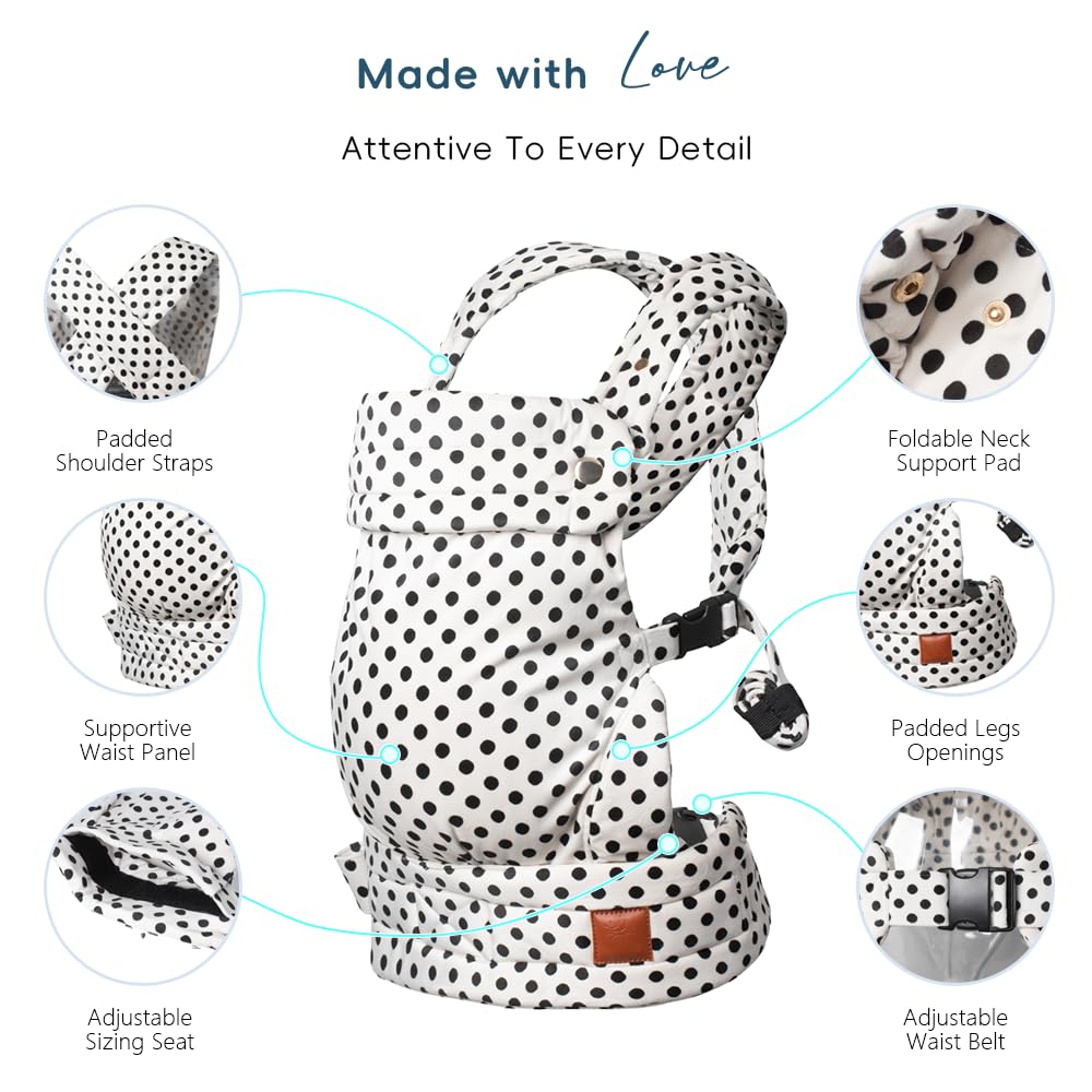 Baby Carrier for Newborn to Toddler, 7-35 lbs Weight Capacity, Ergonomic Backpack Design, Front and Back Facing Options, Spot