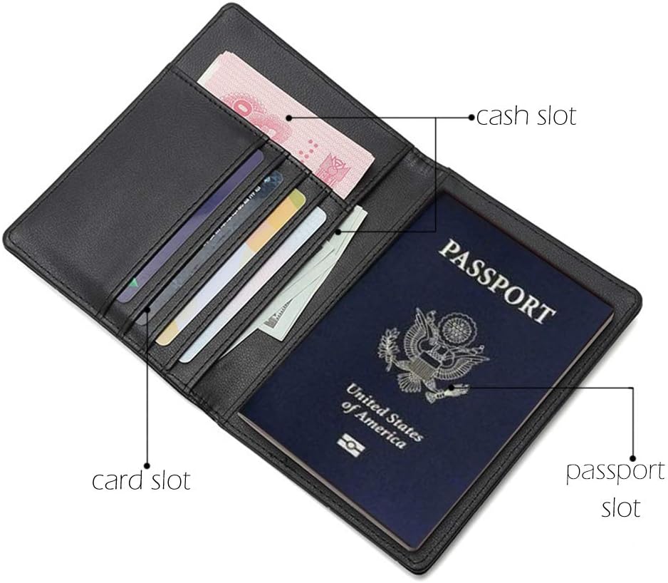 BAKUN Travel Wallet & Family Leather Passport Holder Cover RFID Blocking Travel Wallet, Leather Card Case, Travel Document Organizer Case(Black)