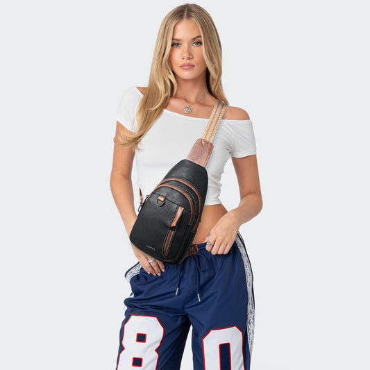 7L Sling Bag for Women Men Leather Small Sling Backpack Daypack Anti Theft Fanny Pack Crossbody Purse Travel