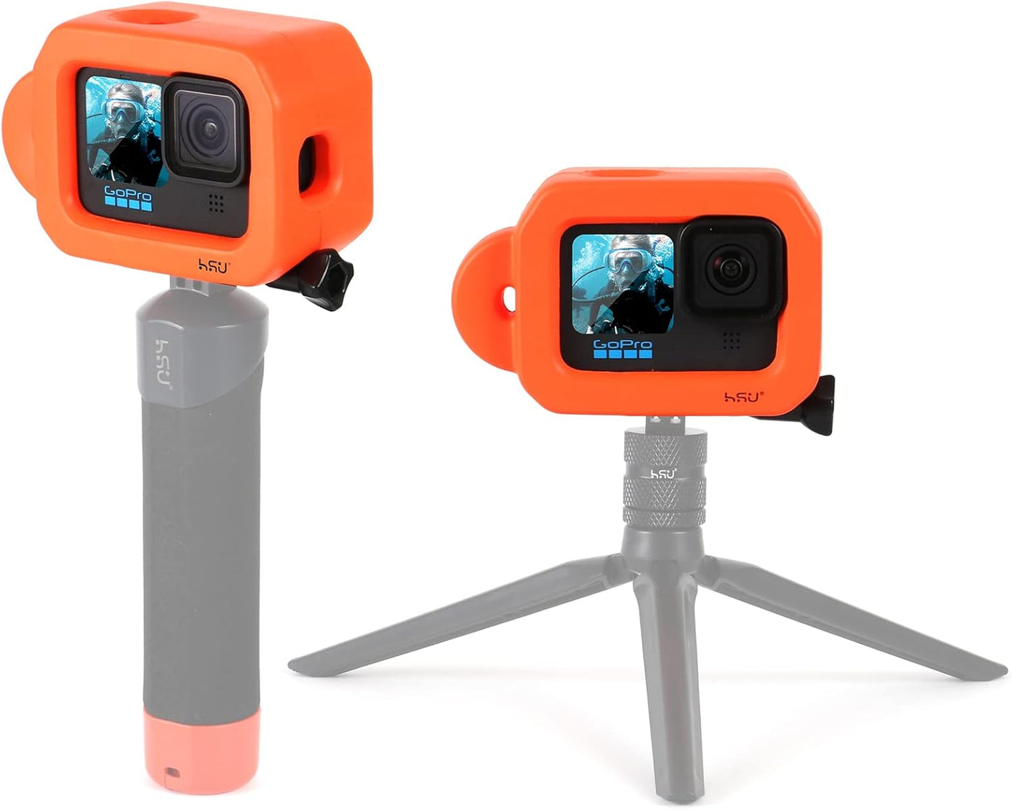 HSU Floaty Case for GoPro Hero 13/12/ 11/10/ 9 Black, Floating Case with Long Screw and Adhesive Anchors for Snorkeling, Surfing, Wakeboarding, GoPro Hero Accessories