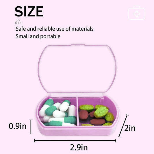 4PCS Small Pill Case Travel Pill Box Cute Pill Organizer for Purse Portable Daily Medicine Organizer 2 Compartment Pill Holder for Vitamins, Fish Oil, Supplements