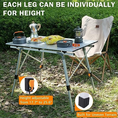 JOUYEK Folding Outdoor Camping Table, Lightweight Aluminum Camp Table White