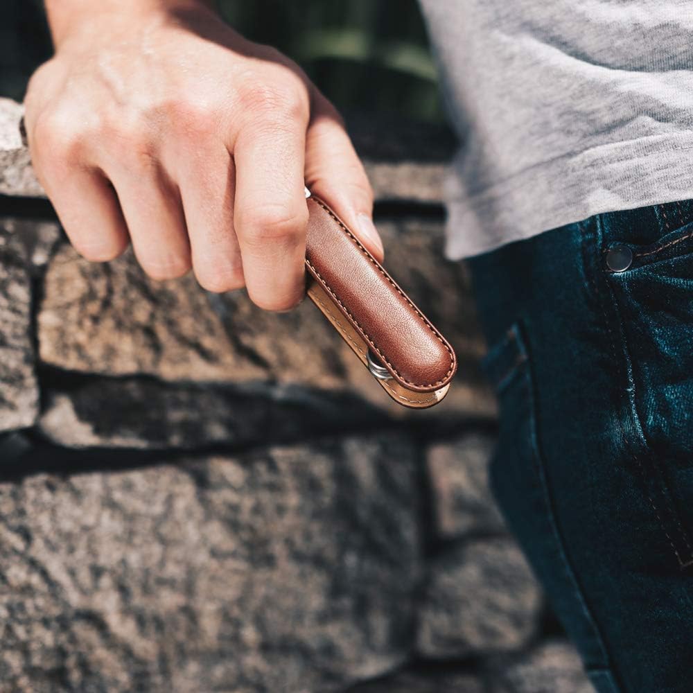 Jibbon Italian Premium Leather Key Organizer - Stylish Key Holder with Marine Grade 316 Stainless Steel, Compact EDC Keychain