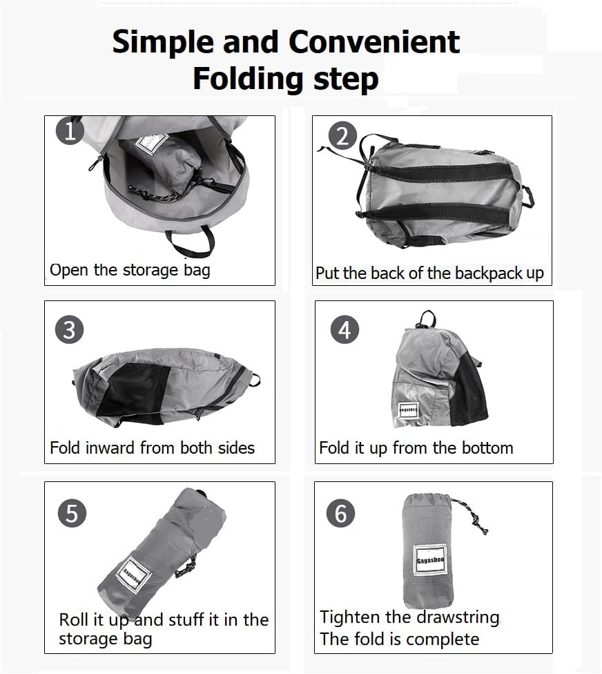 Small Foldable Hiking Daypack Packble Skin Casual Backpack Camping Cycling Travel Outdoor Day Bags Useful (Dark Blue)