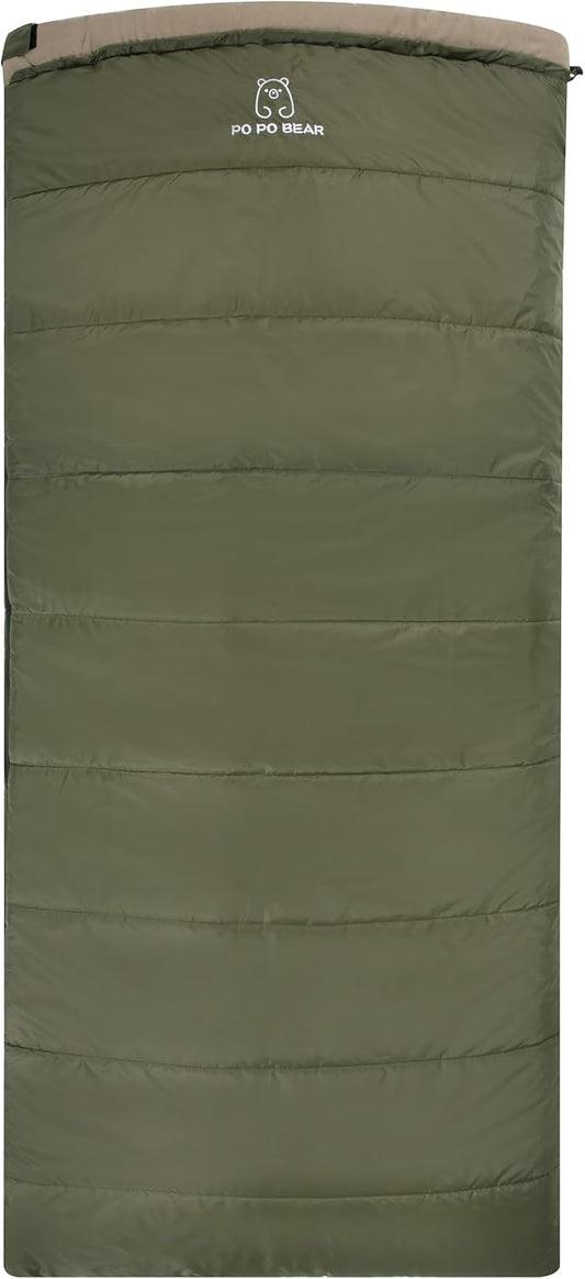 PO PO BEAR Zero Degree Sleeping Bag for Adults 100% Cotton Flannel Tall and Big