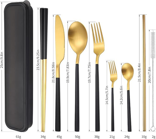 AARAINBOW 6 Pieces Stainless Steel Flatware Set Portable Reusable Cutlery Set - Image 2