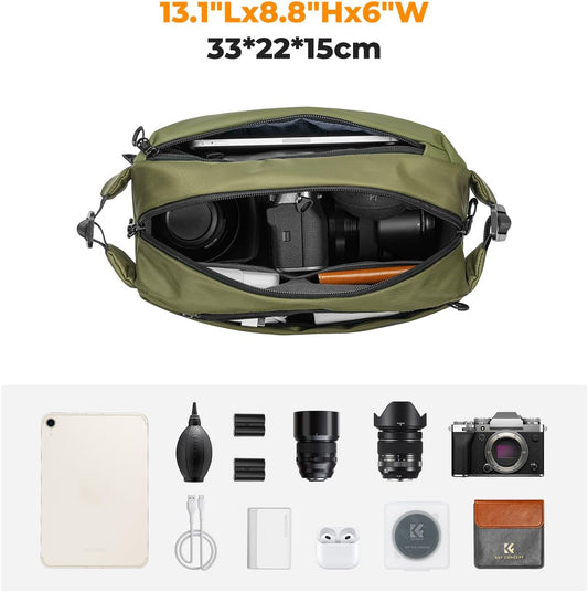 K&F Concept 2 in 1 Sling Bag Everyday Shoulder Bag & Multifunction Photography Crossbody Camera DSLR Backpack Portable Bag
