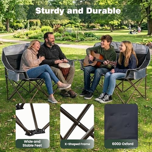 SUNNYFEEL Double Camping Chair Oversized Loveseat for Adults