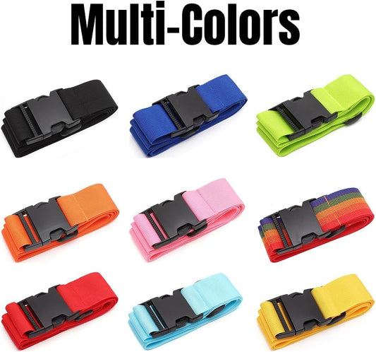 5PC Custom Embroidery Luggage Strap with Your Text/Name,Personalized Luggage Straps with Lock for Suitcases,Adjustable Suitcase Strap Belt Tag for Secure Travel