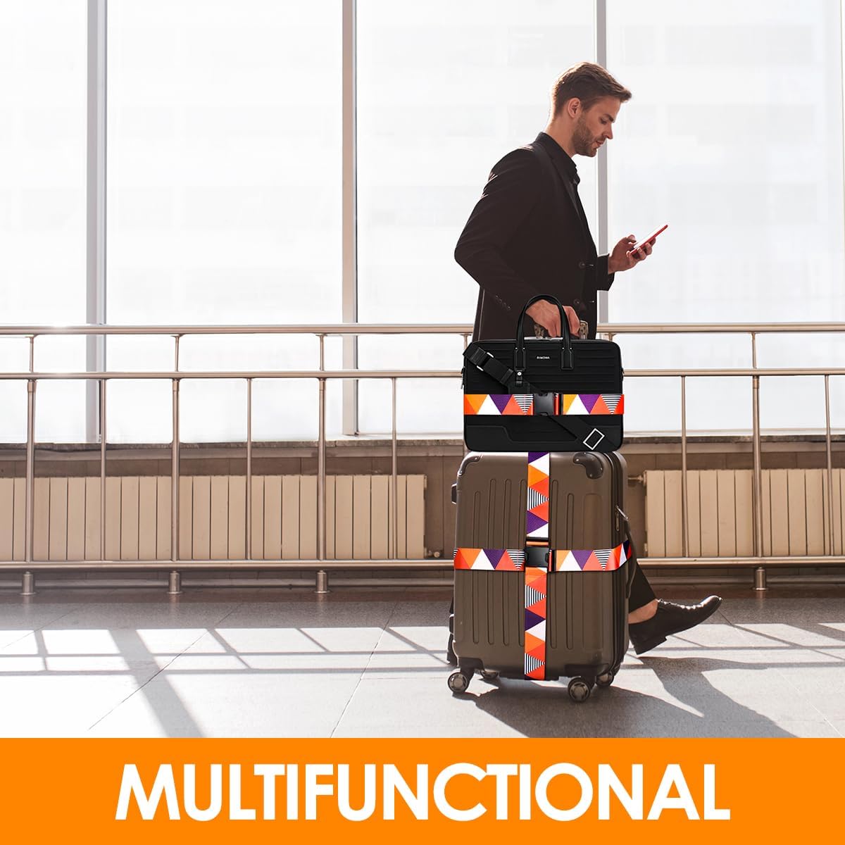 Adjustable Travel Luggage Strap Suitcase Belt Travel Bag Accessories 1.96 in W x 6.23 ft L