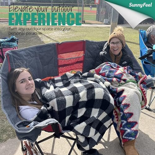 SUNNYFEEL Folding Double Camping Chair Oversized Loveseat for Adults