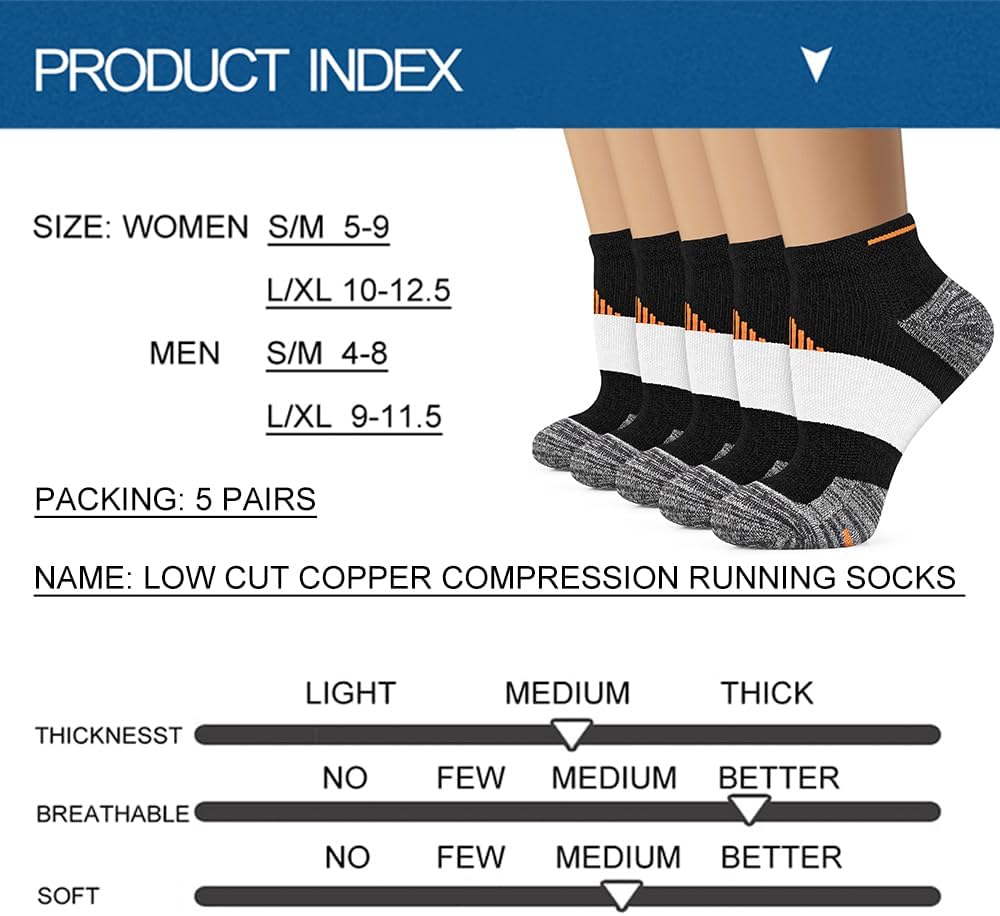 Iseasoo Copper Compression Socks for Men & Women – Plantar Fasciitis Relief, Ankle Support & Circulation – Running & Recovery