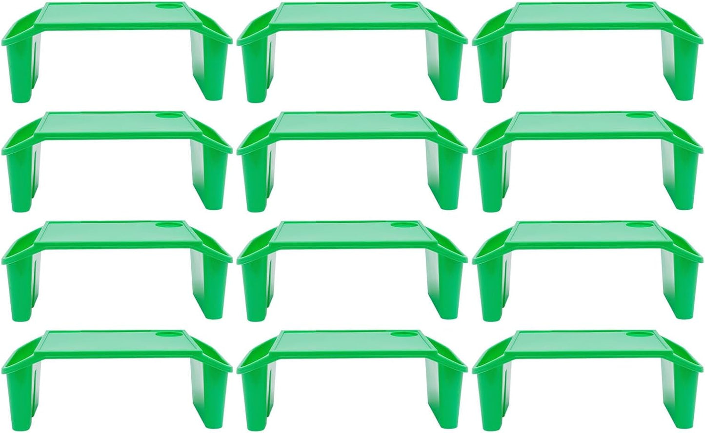 12 Pcs Kids Lap Desk Tray, 19.7×9.8×7.1In Portable Lap Bed Table with Side Pockets, Plastic Breakfast Laptop Trays, Laptop Desk Snack Tray for Family, School (Green)