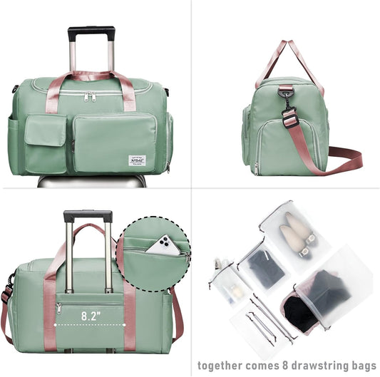 NPBAG Women Travel Duffel, Multi Functional Large Expandable Weekender Carry-on Tote, Gym Workout Overnight Bag, Mommy Hospital Bag for Labor and Delivery