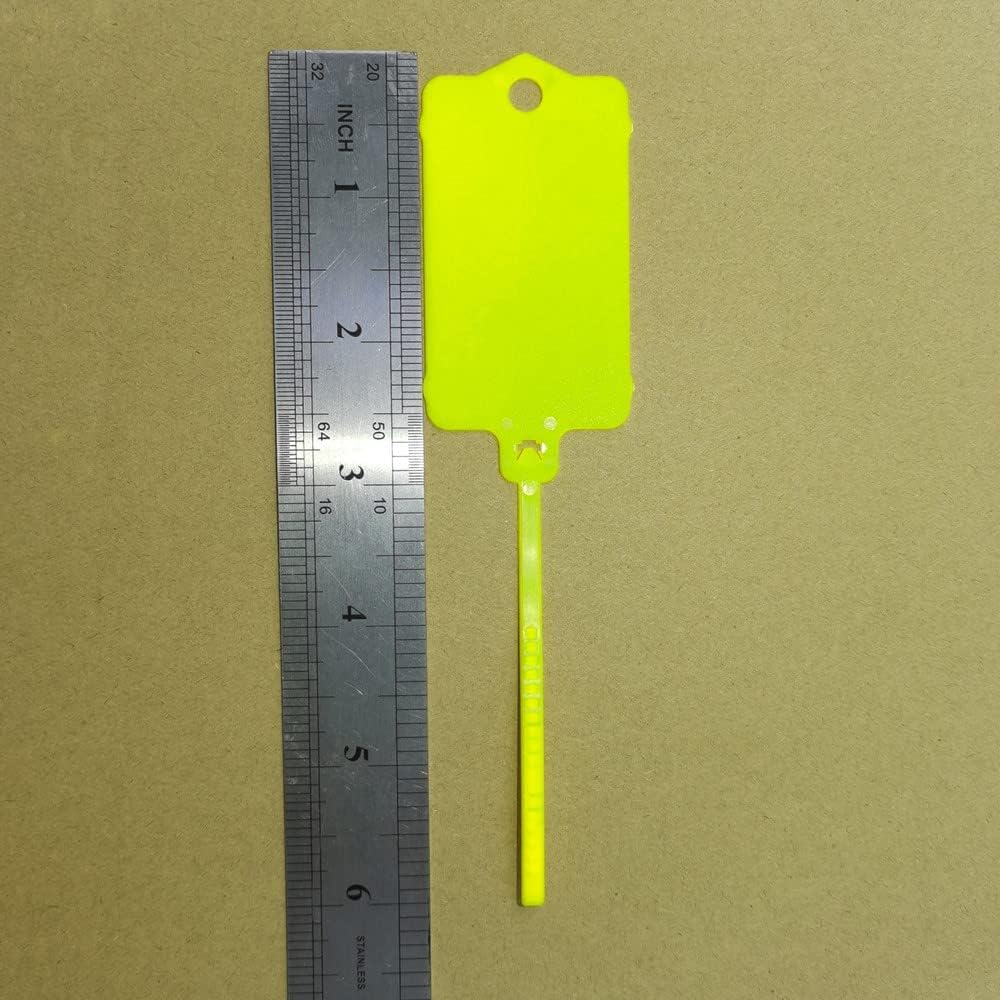 100pcs Reusable Blank Plastic Tags Ties Key Tags 1.45"*2.48" Serrated Tension Sealing Strap with Large Label Plastic Tie Mark Label Waterproof Hang Sign Write on Tag (Yellow, 100pcs)