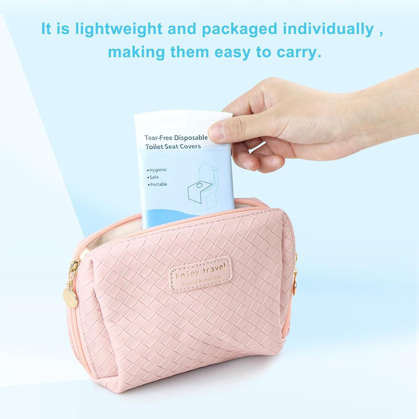 50 Packs Tear-Free Toilet Seat Covers Disposable for Adults and Kids, 16x24 Inch Waterproof Non-Slip Disposable Toilet Seat Cover for Travel, Public Toilet, Outdoors (Individual Package)