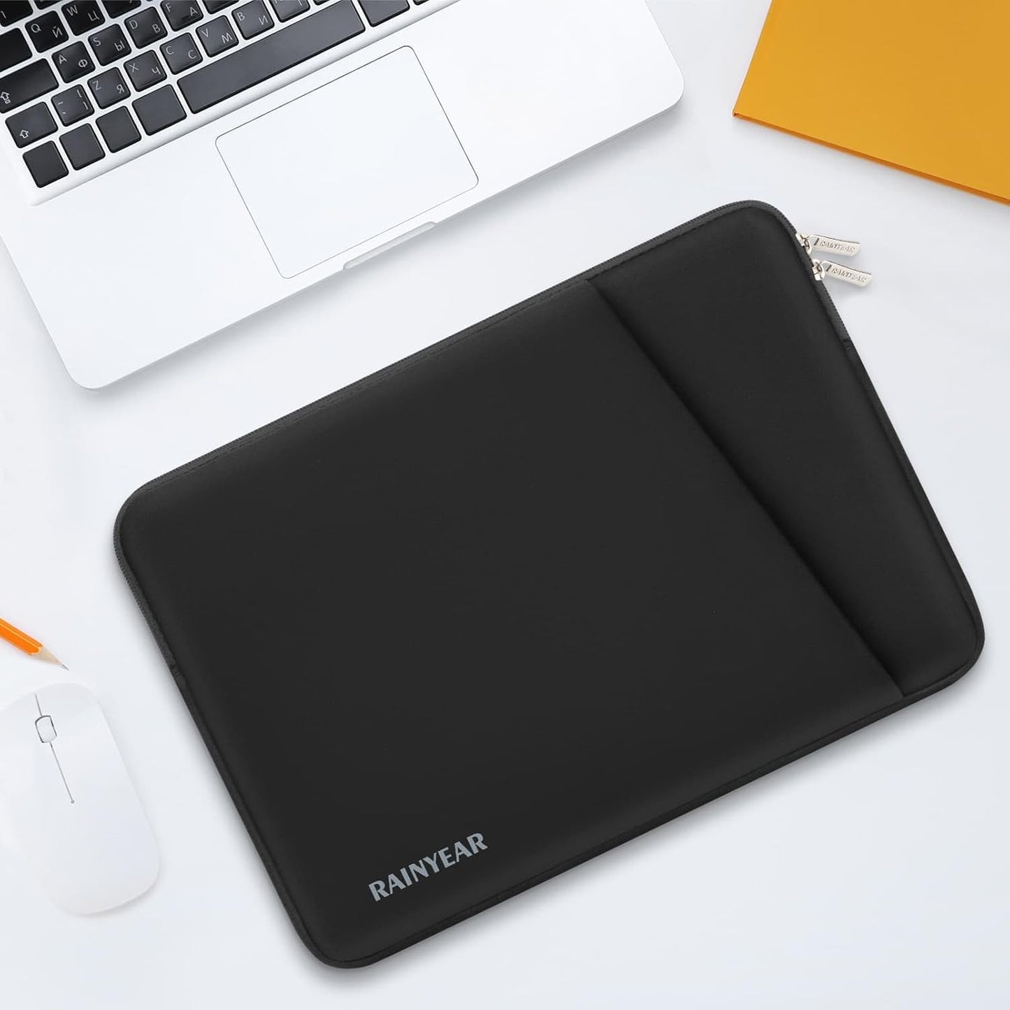 RAINYEAR Laptop Sleeve Case with Front Pocket, 13.3 Inch Protective Portable Case Briefcase Laptop Bag Cover Compatible with MacBook Air/Pro 13-13.3 inch, MacBook Pro/Max 14 inch, Black