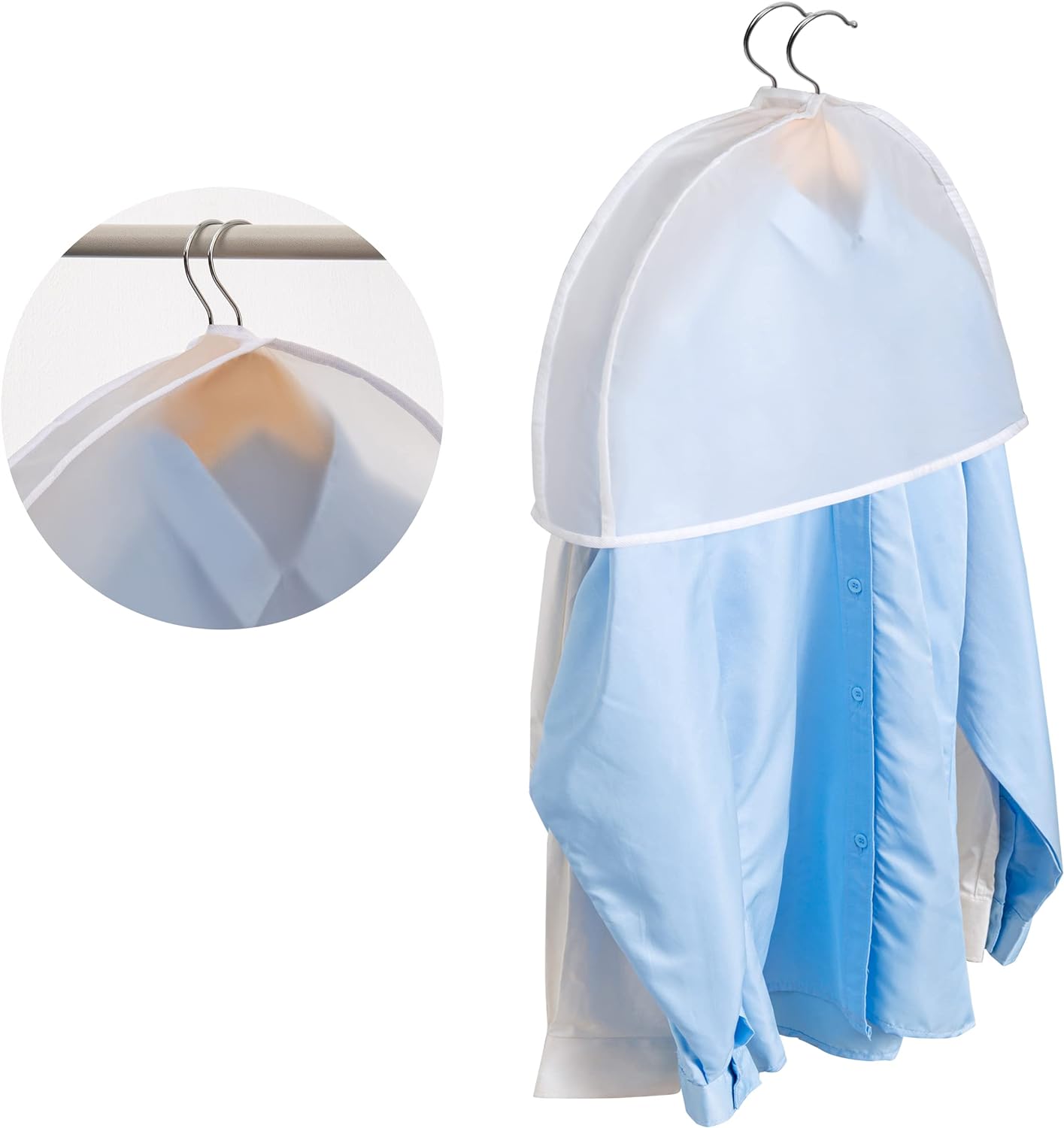 Shoulder Covers Plastic Hanger Covers for Clothes (Set of 12) Closet Clothes Protectors Breathable Clear Jacket Cover with 2" Gusset for Suit, Coat, Jackets, Blouses, Dress - 24'' x12" x2''/12 Pack
