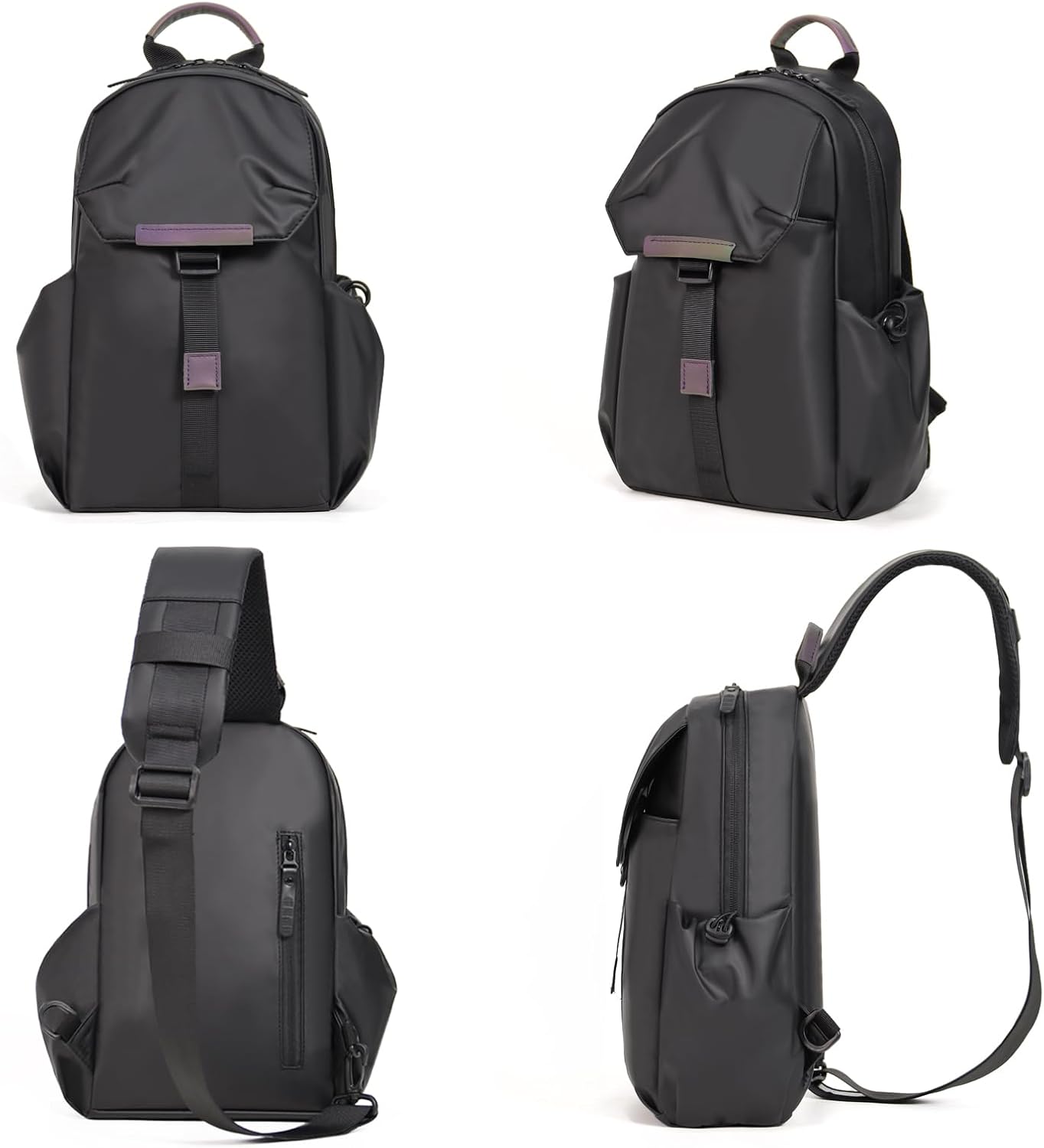 Crossbody Messenger Bag for Women Men Travel Backpack Convertibale Sling Bag Travel Hiking Daypack,Water-Resistant (black, small)