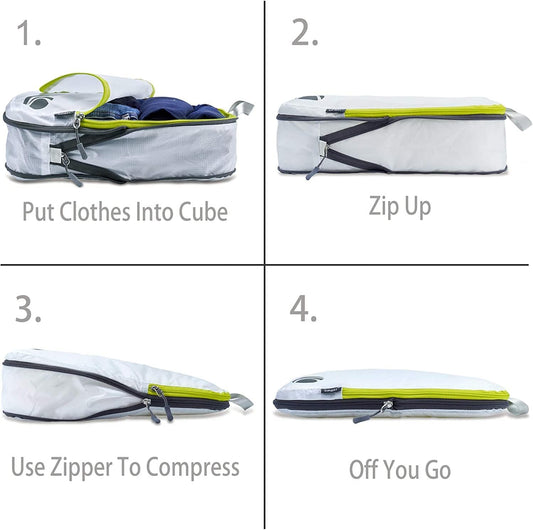 Cipway Compression Packing Cubes Set, Ultralight Expandable Travel Packing Organizers for Carry on Luggage (White 6pcs)