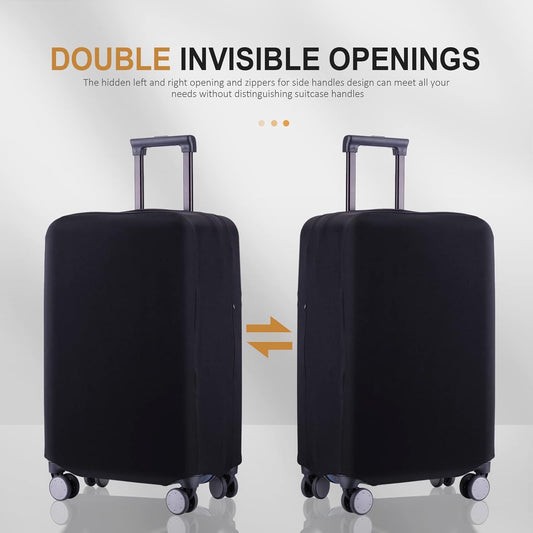 Travel Luggage Cover Suitcase Protector Scratch-Resistant Fit 19-31 Inch Suitcase, Not Included Suitcase (Black, 3XL(32-33inch))