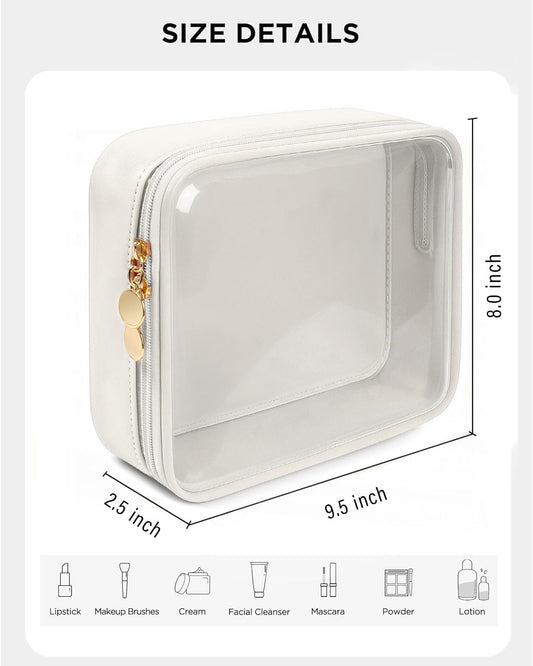 KOTORA TSA Approved Toiletry Bag with Mini Clear Makeup Bag PVC Cosmetic Bags for Women and Men, Carry on Airport Airline Compliant Bag Car Accessories for Women Her (1B White)