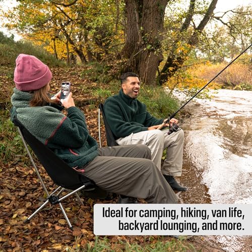 TSE LC100 Compact Camping Chair, 2lbs Super Lightweight Outdoor Folding Chair. Portable for Hiking, Beach, Festivals, Urban Use, or Garden Relaxation