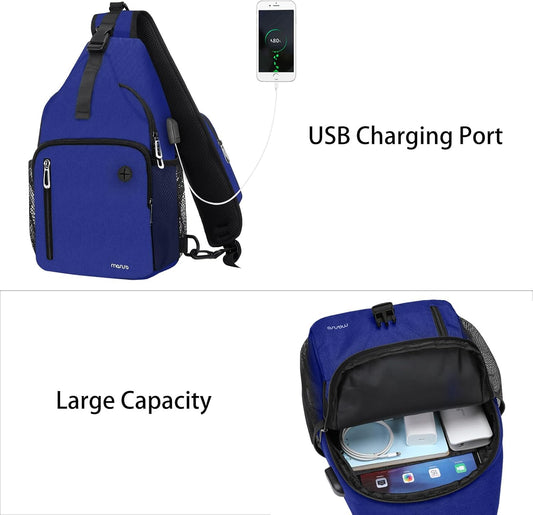 MOSISO Sling Backpack Bag, Crossbody Shoulder Bag Travel Hiking Daypack Chest Bag with Front Square Pocket&USB Charging Port