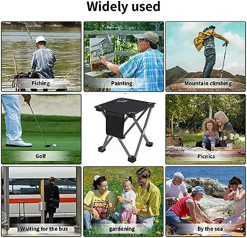 Roptat 2 Pack Camping Stool,Portable Folding Compact Lightweight Stool Seat for Camping Fishing Hiking Gardening Outdoor Walking Backpacking Travelling and Beach with Carry Bag (Black)