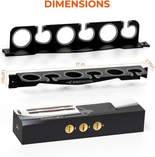 KastKing SafeGuard Fishing Rod Holder for Garage, Wall or Ceiling Mounted Fishing Rod Rack Storage Organizer, Fishing Pole Holder Holds 12 Rods or Combos in Less Than 36 Inches