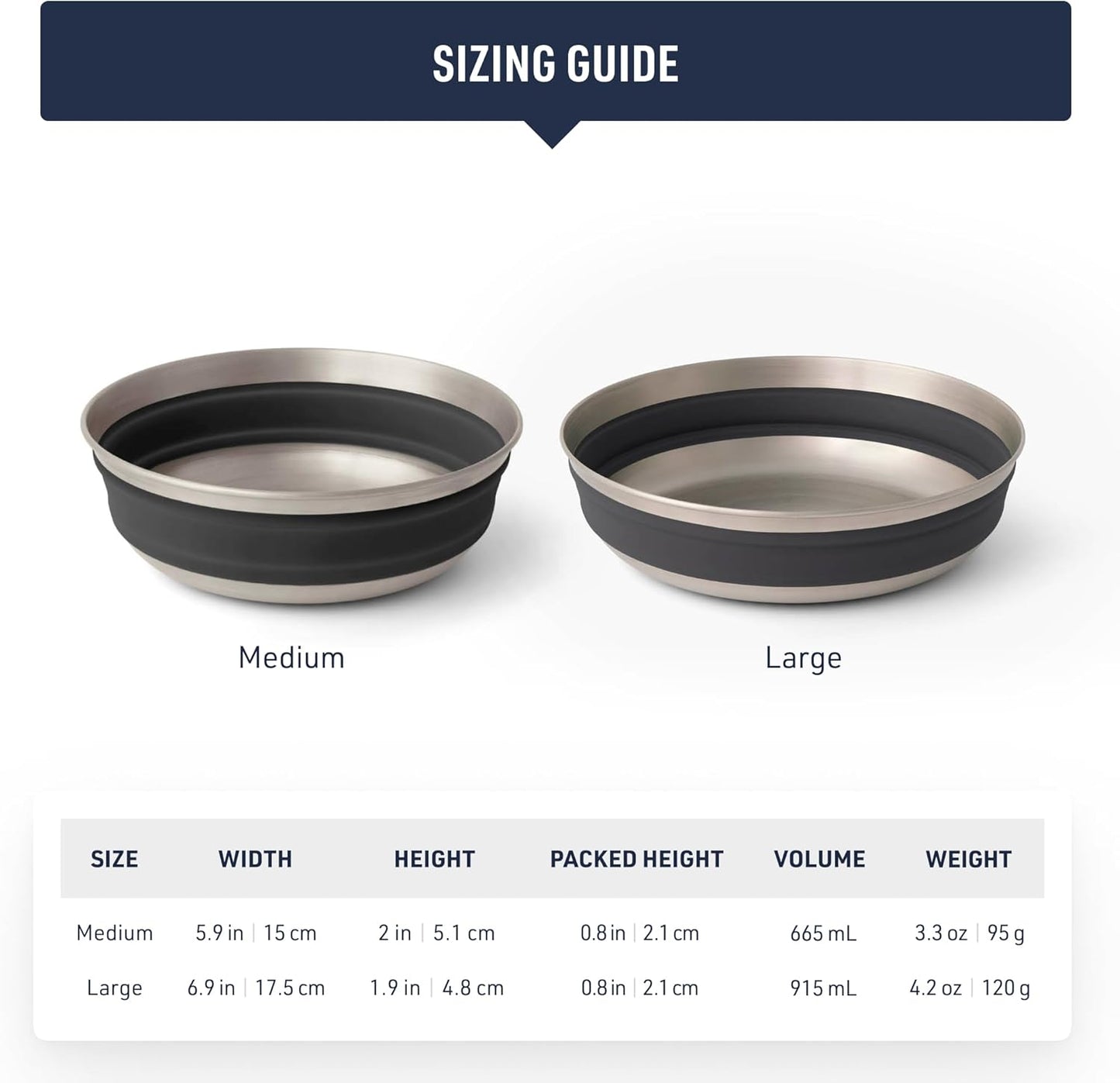 Sea to Summit Detour Stainless Steel Collapsible Bowl, Large (31 fl oz), Bombay Brown