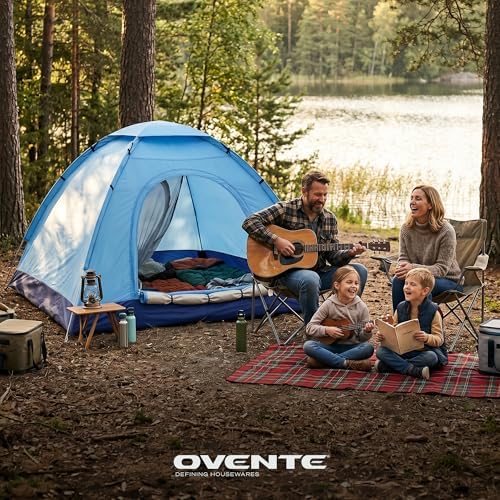 OVENTE 2 Person Camping Tent with Carrying Bag, Blue TCW013BL