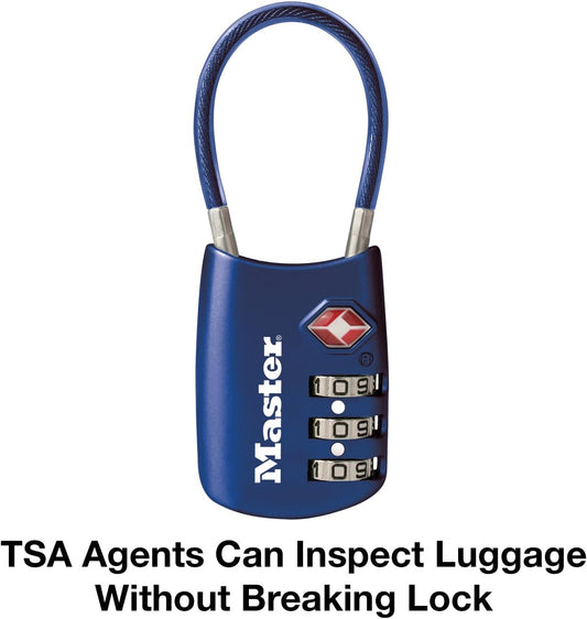 Master Lock Blue Set Your Own Combination TSA Approved Luggage Lock, Travel Zipper Padlock is Perfect for Suitcases, Bags, or Backpacks, 2 pk, 4688BLUEC2