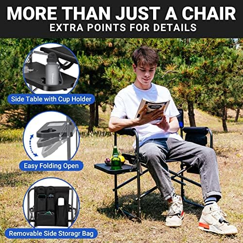 KingCamp 2-Pack Directors Camping Chair with Padded Folding Portable Seats, Blue