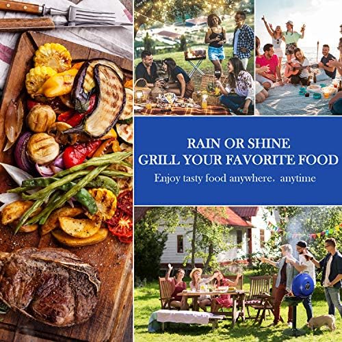 Electric Grill, Techwood Indoor/Outdoor Electric BBQ Grill, 1600W Portable Removable Stand Grill with Adjustable Heat & Drip Tray, Double Layer Design for Party, Patio & Backyard (Blue)