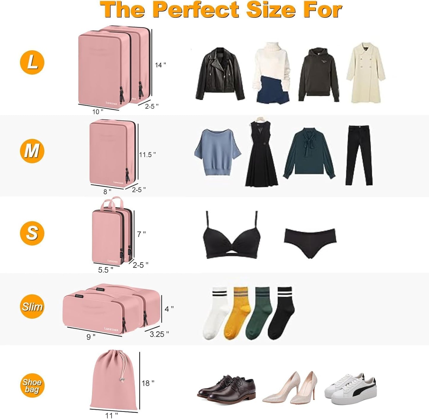 8 Set Compression Packing Cubes for Travel, Waterproof Luggage Organizers, Suitcase Organizer Set for Carry-On & Checked Baggage, Travel Accessories for Men & Women