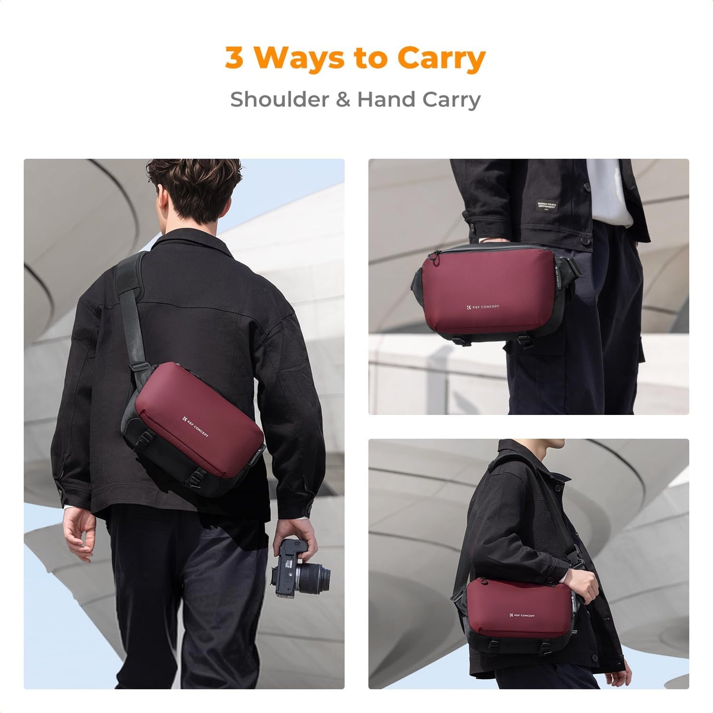 K&F Concept 2 in 1 Sling Bag Everyday Shoulder Bag & Multifunction Photography Crossbody Camera DSLR Backpack Portable Bag