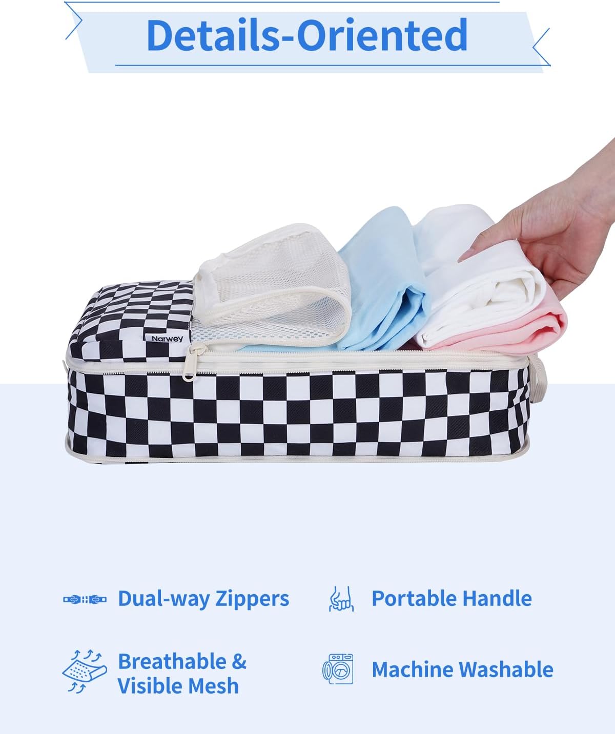 Narwey 6 Set Compression Packing Cubes for Travel Kids Women Carry on, Packing Organizers Bag for Backpack Luggage Suitcase Duffle Bags