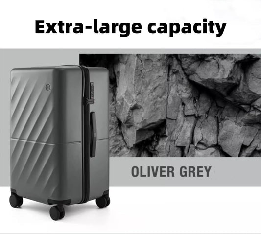 Trunk Luggage 24 Inch, Medium Checked Luggage with Double Spinner Wheels, Anti-Burst Zipper, Hard Case PC Suitcase, Lightweight Travel Luggage, TSA Approved (Slate Grey, Hudson)