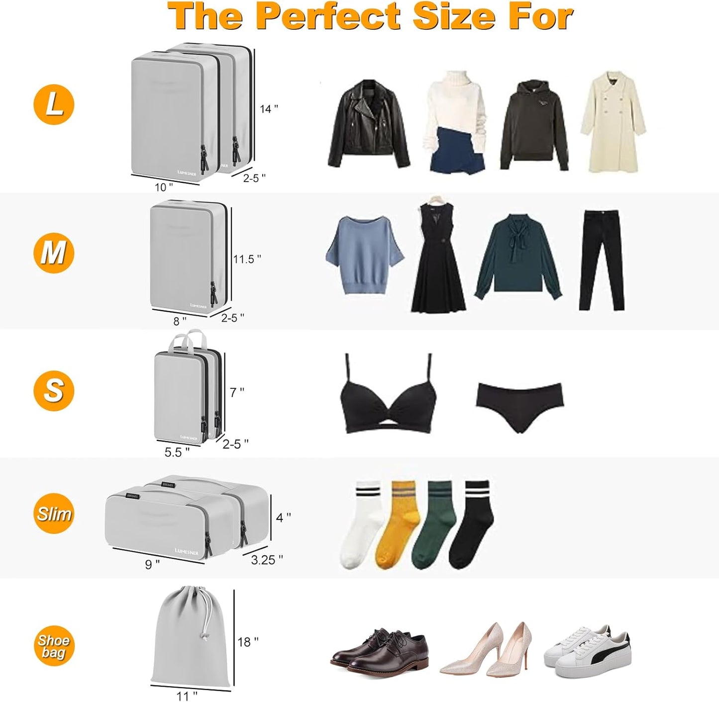 8 Set Compression Packing Cubes for Travel, Waterproof Luggage Organizers, Suitcase Organizer Set for Carry-On & Checked Baggage, Travel Accessories for Men & Women