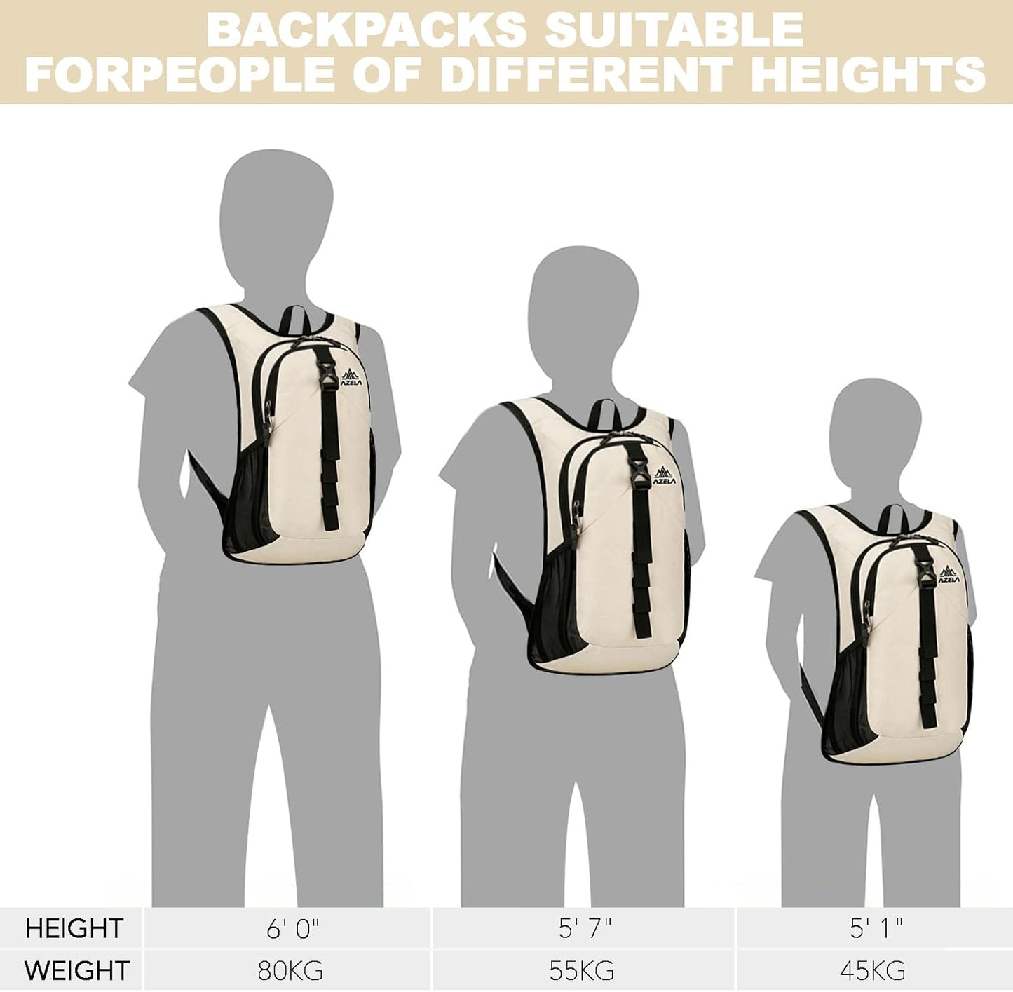 Seektop 15L Small Hiking Backpack for Women Men, Foldable Packable Backpack with Phone Pocket, Lightweight Travel Daypack for Hiking Camping Outdoor (Beige)