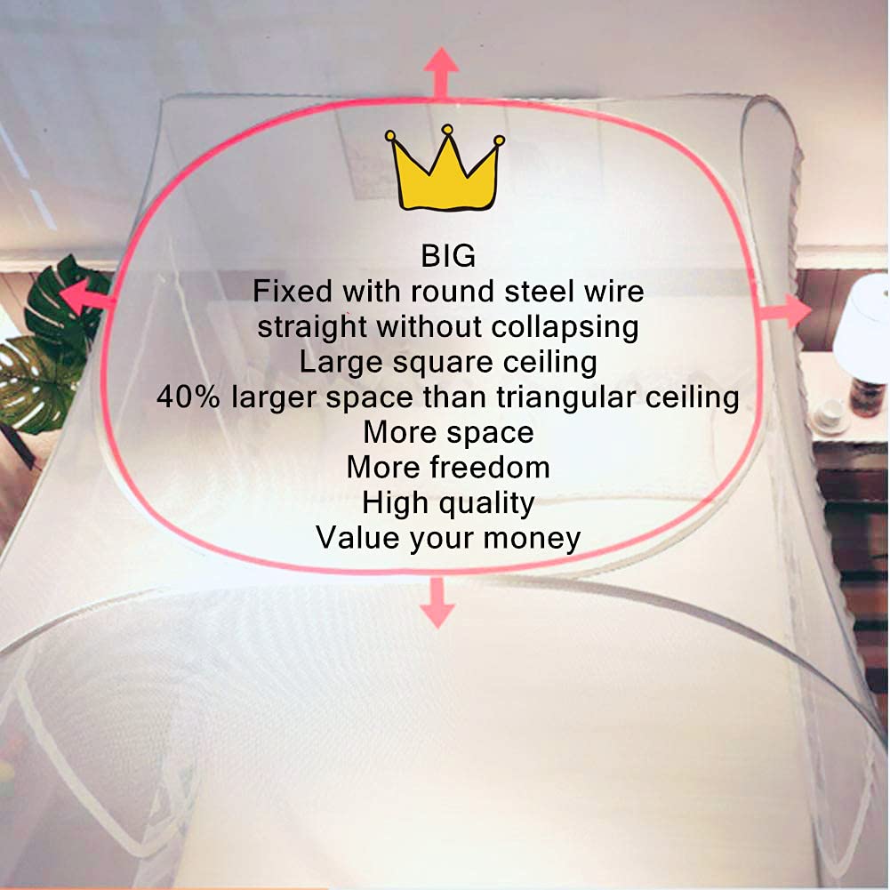 Jsanh Folding Mosquito Net Tent Canopy Curtains for Beds Pop Up Mosquito Net Tent King Size Portable Mosquito Netting with Bottom for Baby Adults(L80xW80XH62 inch