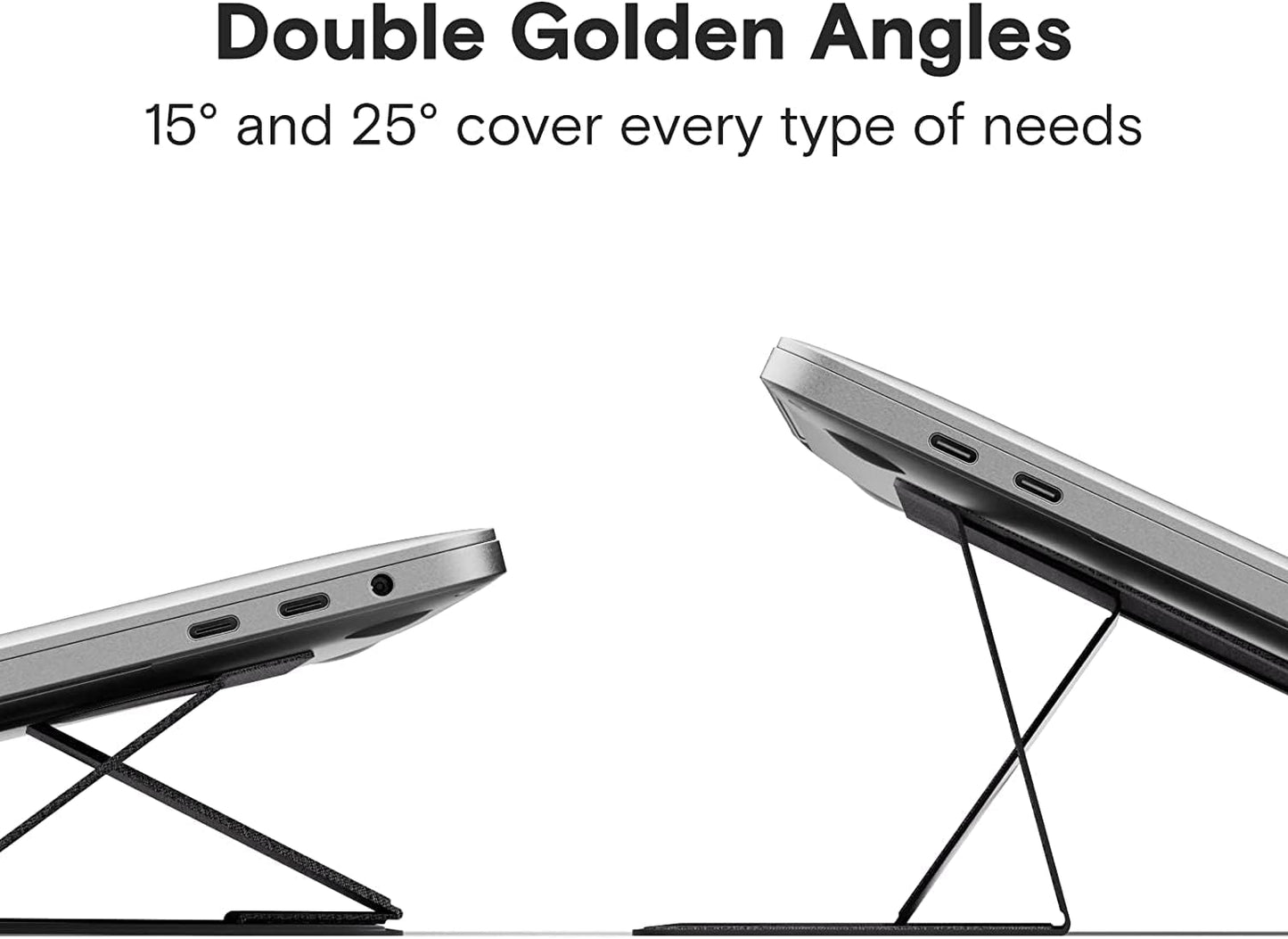 MOFT Laptop Stand for Desk, Stick-On Computer Stand with Dual-Angle, Ergonomic Laptop Riser Holder for Travel, Foldable & Portable MacBook Stand Fits 11.6"-16" Laptops, Silver (Adhesive Version)